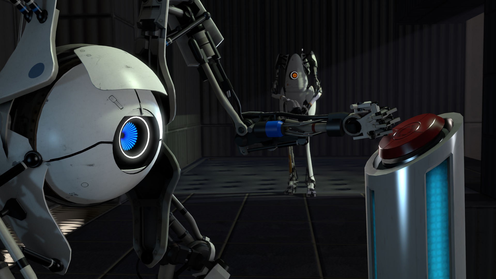 Портал. Portal 2 Coop. Пибоди Portal 2. Портал роботы. Игра про роботов.